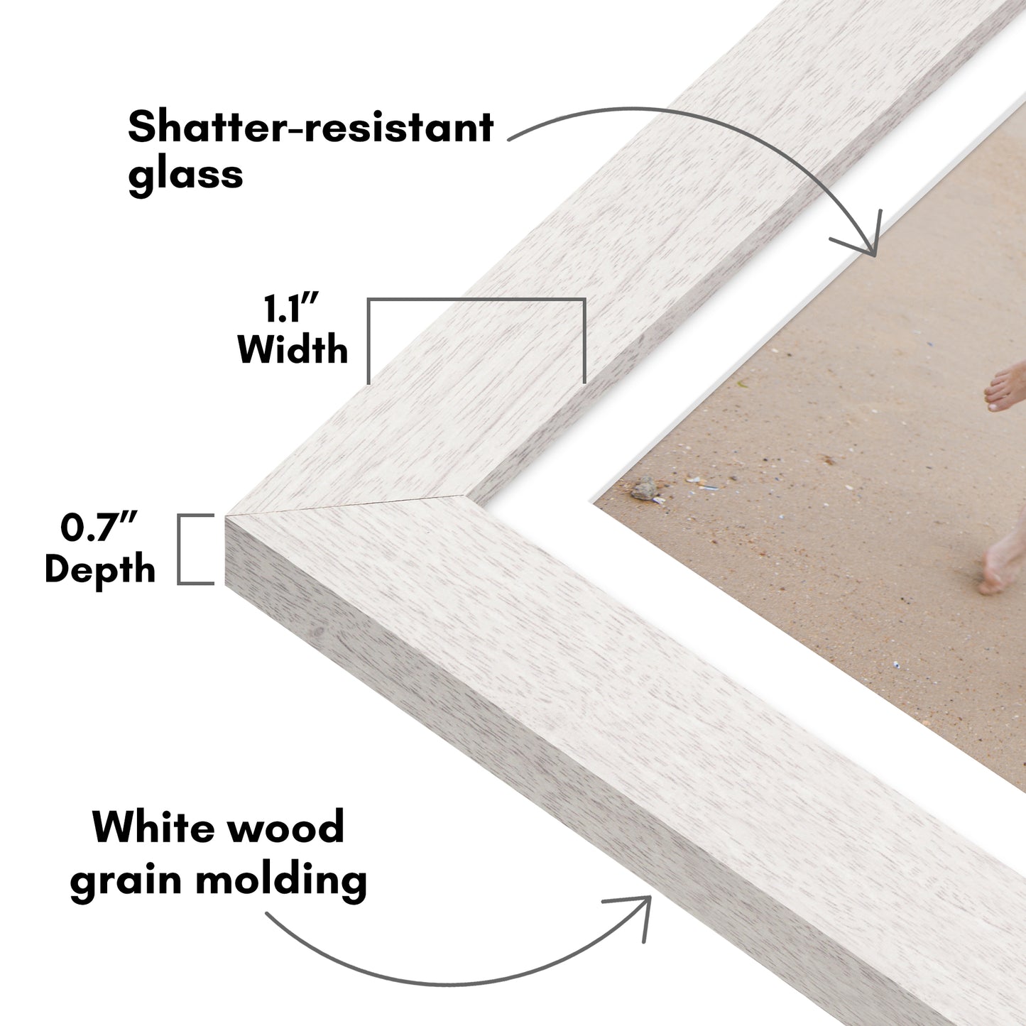 Picture Frame | Wide Molding | Included Mat | Shatter-Resistant Glass | Wall Decor