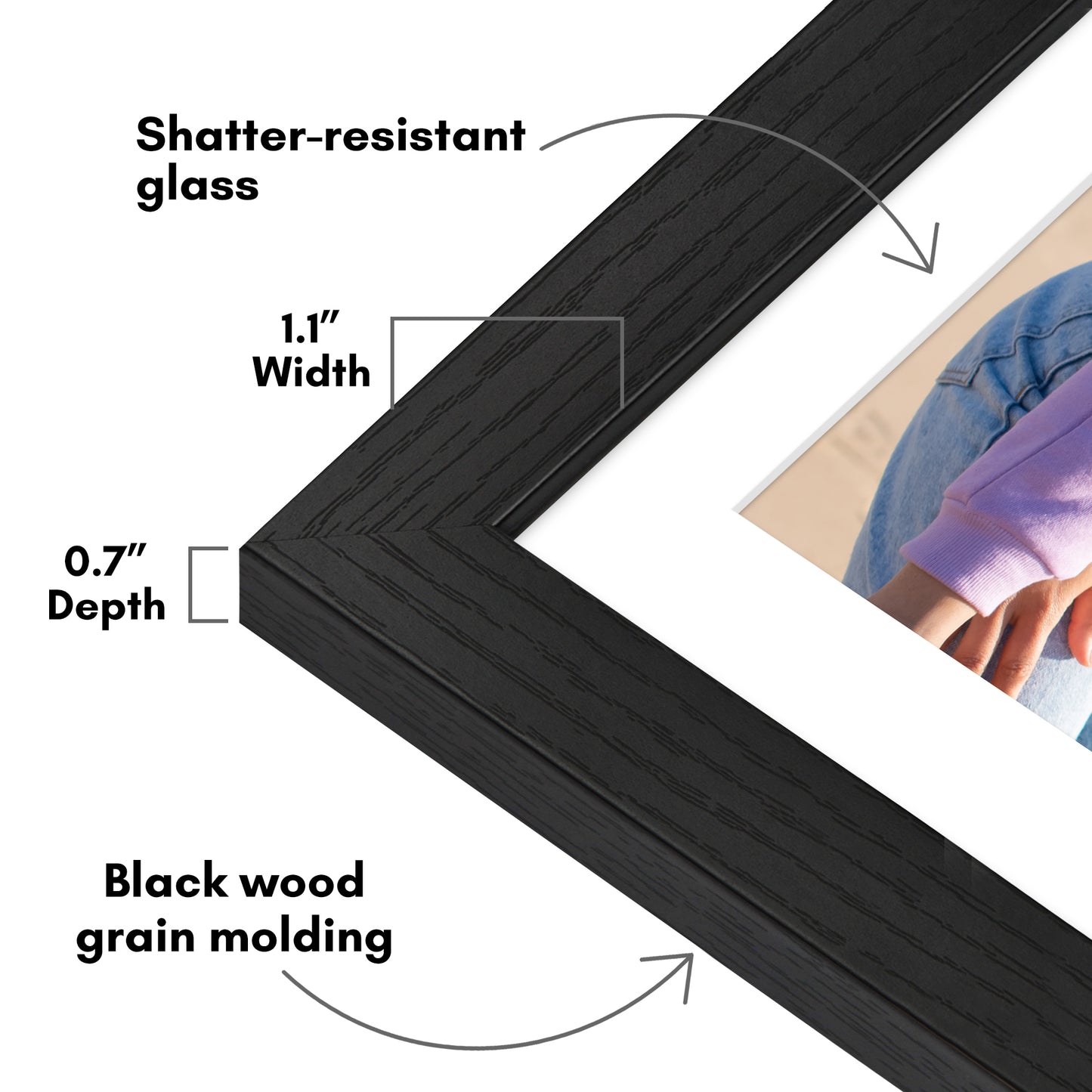 Picture Frame | Wide Molding | Included Mat | Shatter-Resistant Glass | Wall Decor