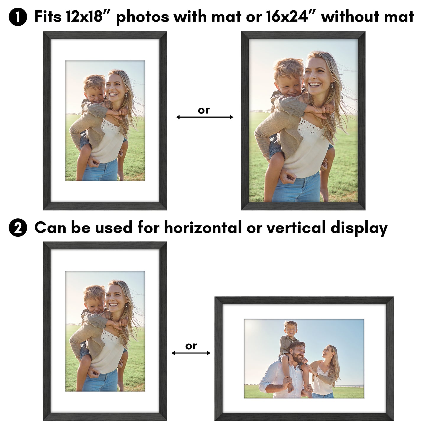 Picture Frame | Wide Molding | Included Mat | Shatter-Resistant Glass | Wall Decor