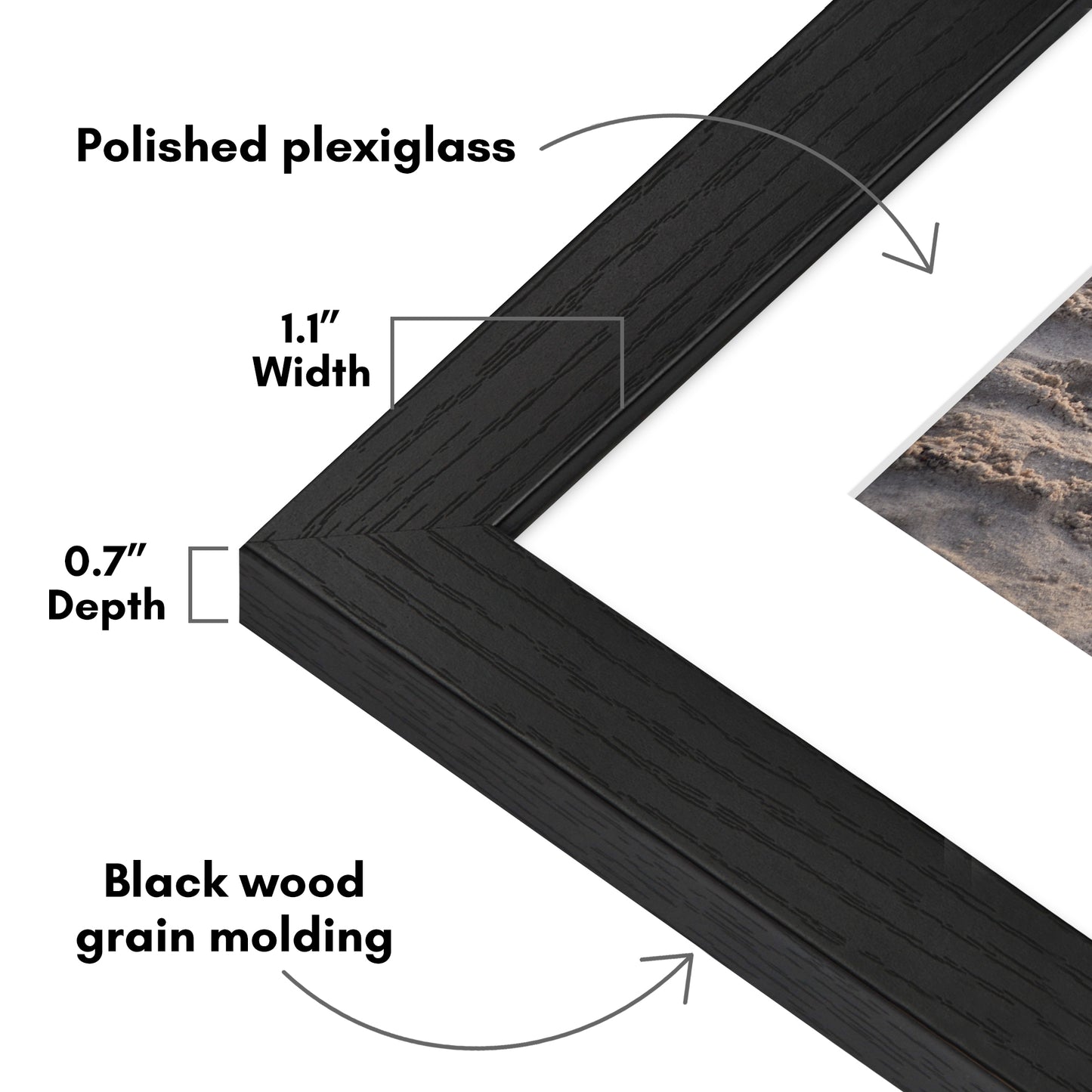 Picture Frame | Wide Molding | Included Mat | Shatter-Resistant Glass | Wall Decor