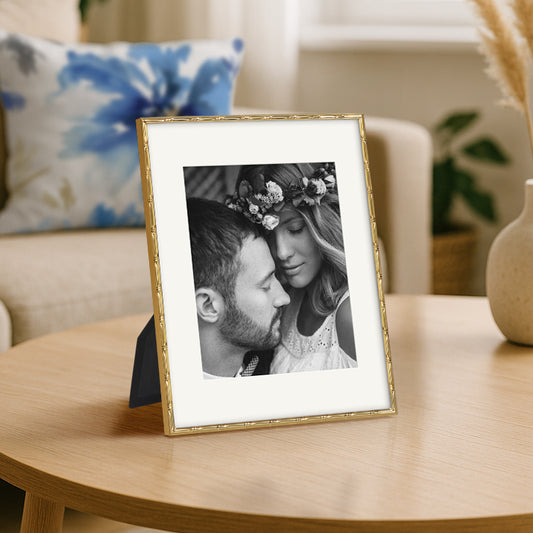 Americanflat Picture Frame with Mat | Bamboo-Style Molding | Shatter-Resistant Glass