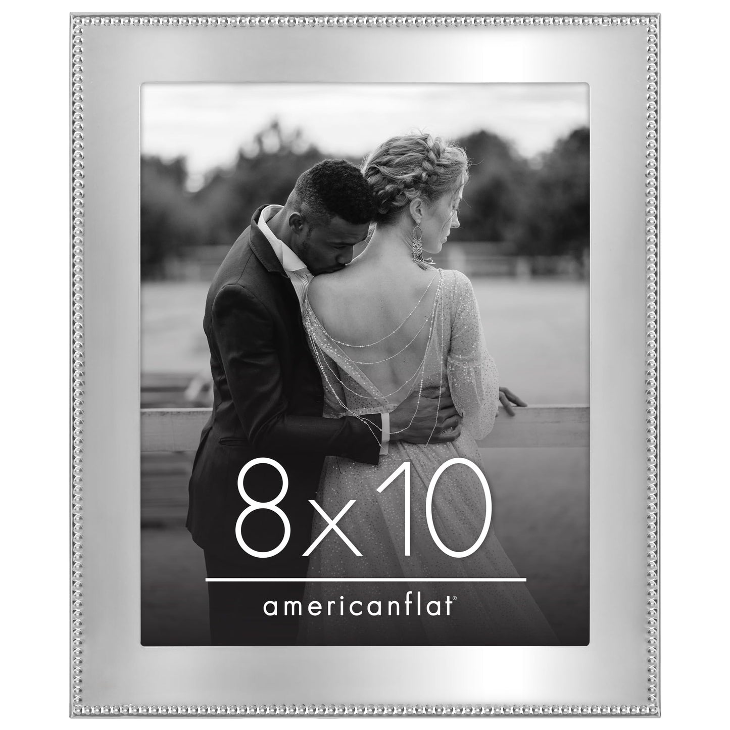 Americanflat Picture Frame | Beaded-Style Detailing | Shatter-Resistant Glass