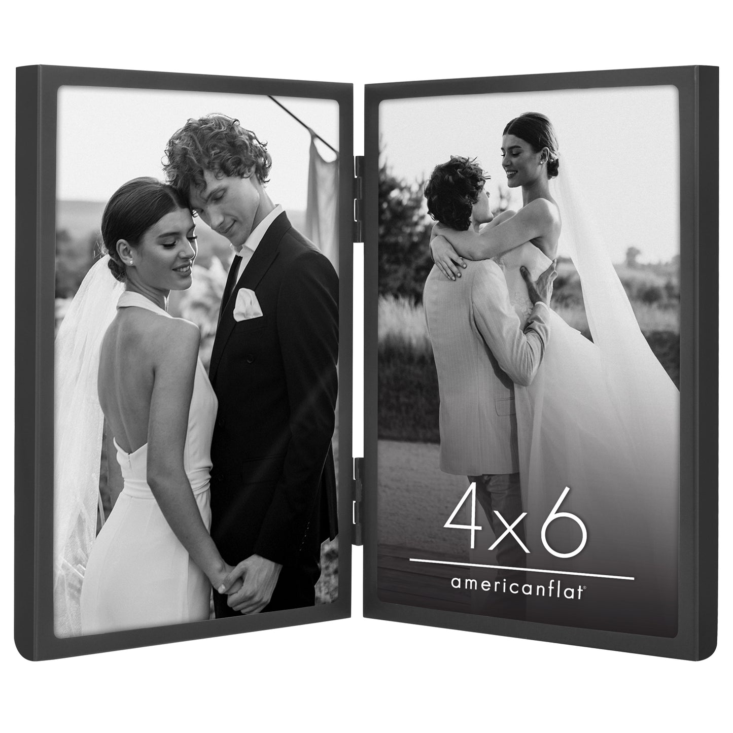 Americanflat Hinged Picture Frame | Classic, Modern Molding | Shatter-Resistant Glass