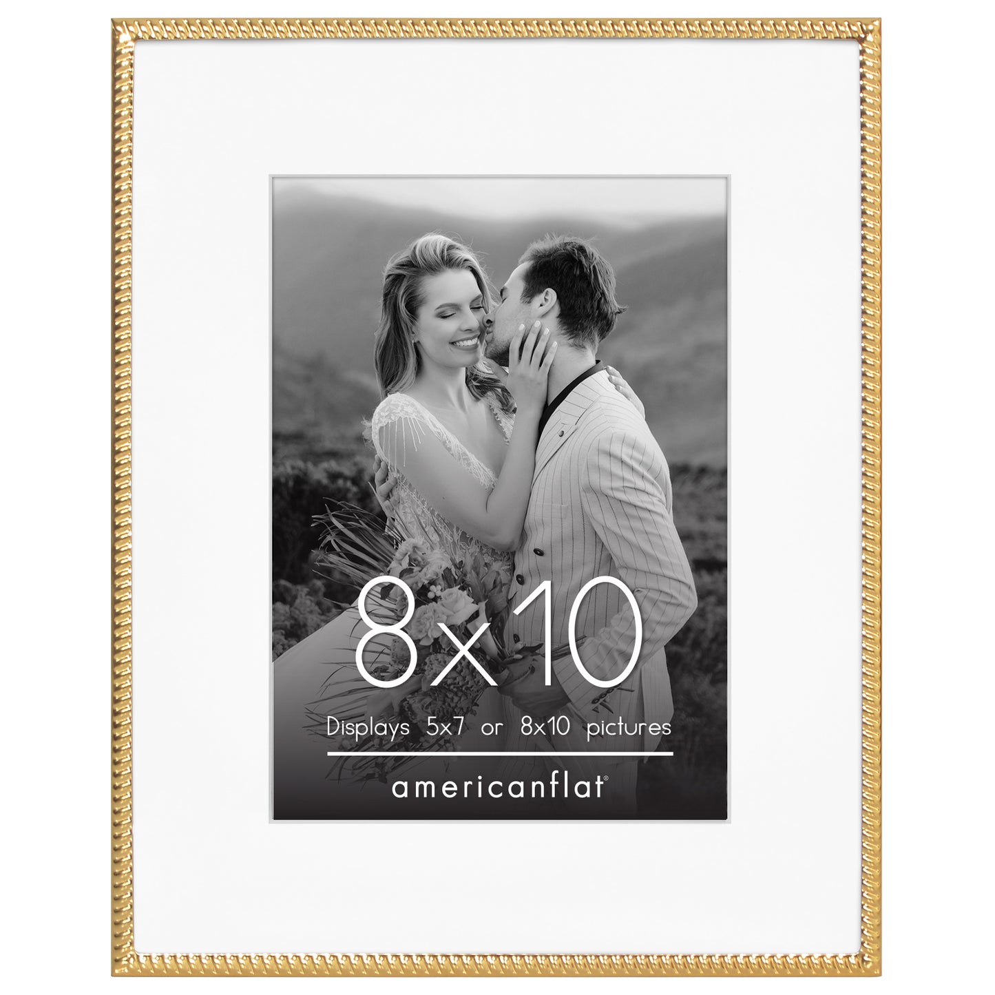 Americanflat Picture Frame with Mat | Rope-Style Textured Detailing | Shatter-Resistant Glass