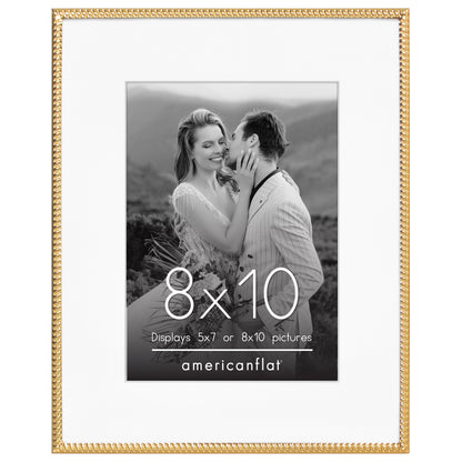 Americanflat Picture Frame with Mat | Rope-Style Textured Detailing | Shatter-Resistant Glass
