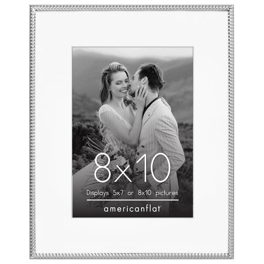 Americanflat Picture Frame with Mat | Rope-Style Textured Detailing | Shatter-Resistant Glass
