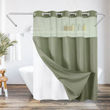 Americanflat 72x75 Hookless Waffle Pattern Shower Curtain - Water-Resistant Long Shower Curtain with Sheer Panel, Snap-In Liner, and Grommets