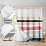 Americanflat 72x75 Hookless Shower Curtain - Abstract Pink Cream Shower Curtain with Sheer Panel, Snap-In Liner, and Grommets - 100% Polyester