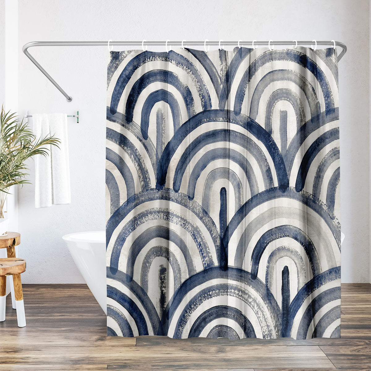 71x74 Abstract Shower Curtain with 12 Metal Grommets | Modern Artistic Design