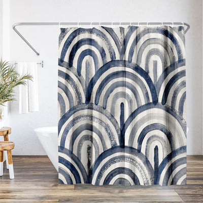 71x74 Abstract Shower Curtain with 12 Metal Grommets | Modern Artistic Design — 71 x 74