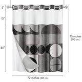 72x75 Hookless Shower Curtain with Sheer Panel, Snap-In Liner, and Grommets