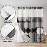 72x75 Hookless Shower Curtain with Sheer Panel, Snap-In Liner, and Grommets