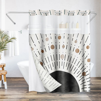 Americanflat 72x75 Hookless Shower Curtain - Abstract Black Bronze Shower Curtain with Sheer Panel, Snap-In Liner, and Grommets - 100% Polyester — Default Title