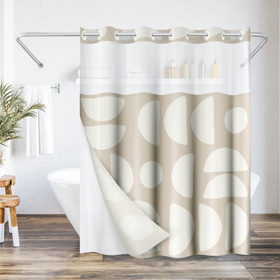Americanflat 72x75 Hookless Shower Curtain - Abstract Khaki Cream Shower Curtain with Sheer Panel, Snap-In Liner, and Grommets - 100% Polyester — Default Title