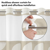 Americanflat 72x75 Hookless Shower Curtain - Abstract Khaki Cream Shower Curtain with Sheer Panel, Snap-In Liner, and Grommets - 100% Polyester