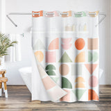 Americanflat 72x75 Hookless Shower Curtain - Abstract Orange Green Shower Curtain with Sheer Panel, Snap-In Liner, and Grommets - 100% Polyester