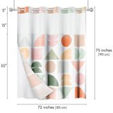 Americanflat 72x75 Hookless Shower Curtain - Abstract Orange Green Shower Curtain with Sheer Panel, Snap-In Liner, and Grommets - 100% Polyester