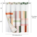 Americanflat 72x75 Hookless Shower Curtain - Abstract Pink Green Orange Shower Curtain with Sheer Panel, Snap-In Liner, and Grommets - 100% Polyester