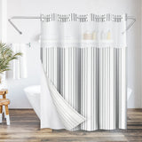 72x75 Hookless Shower Curtain with Sheer Panel, Snap-In Liner, and Grommets | Stripes