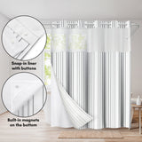 72x75 Hookless Shower Curtain with Sheer Panel, Snap-In Liner, and Grommets | Stripes