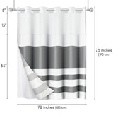 Americanflat 72x75 Hookless Shower Curtain - Abstract Grey White Shower Curtain with Sheer Panel, Snap-In Liner, and Grommets - 100% Polyester