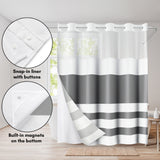 Americanflat 72x75 Hookless Shower Curtain - Abstract Grey White Shower Curtain with Sheer Panel, Snap-In Liner, and Grommets - 100% Polyester