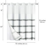 Americanflat 72x75 Hookless Shower Curtain - Grey Abstract Lines Shower Curtain with Sheer Panel, Snap-In Liner, and Grommets - 100% Polyester