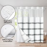 Americanflat 72x75 Hookless Shower Curtain - Grey Abstract Lines Shower Curtain with Sheer Panel, Snap-In Liner, and Grommets - 100% Polyester