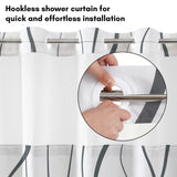 Americanflat 72x75 Hookless Shower Curtain - Gray Abstract Curve Lines Shower Curtain with Sheer Panel, Snap-In Liner, and Grommets - 100% Polyester