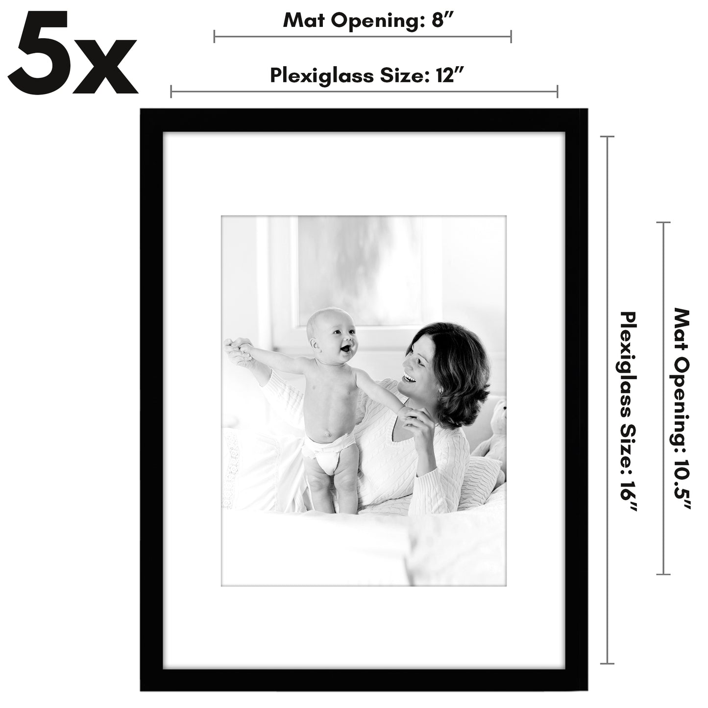 Picture Frame - Set of 5 Frames - Variety of Sizes and Colors