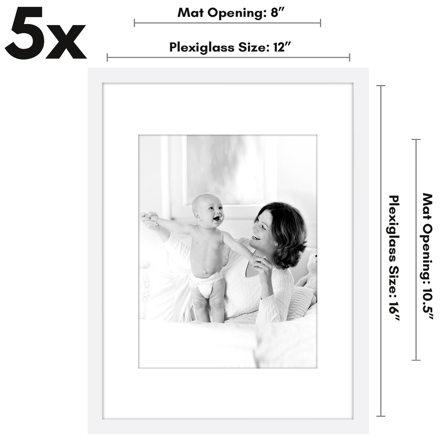 Picture Frame - Set of 5 Frames - Variety of Sizes and Colors