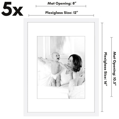 Picture Frame - Set of 5 Frames - Variety of Sizes and Colors