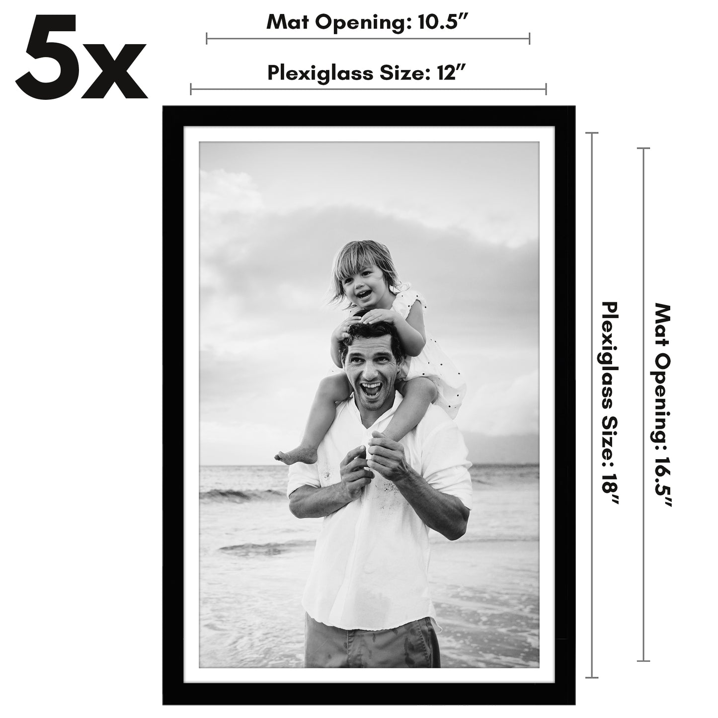 Picture Frame - Set of 5 Frames - Variety of Sizes and Colors