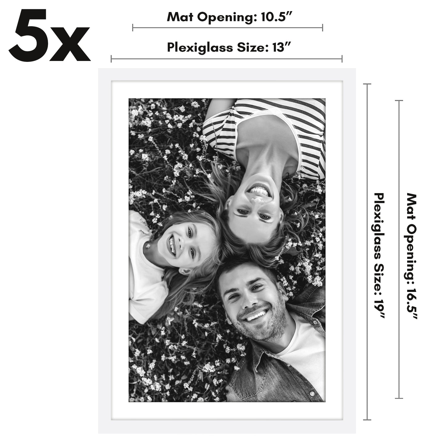 Picture Frame - Set of 5 Frames - Variety of Sizes and Colors