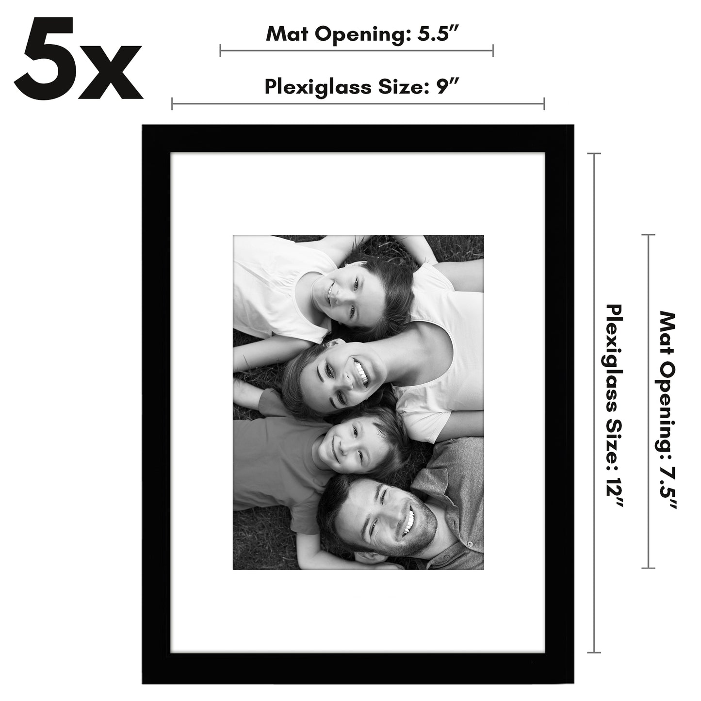 Picture Frame - Set of 5 Frames - Variety of Sizes and Colors