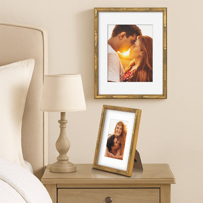 Americanflat Picture Frame with Mat | Faux Bamboo Molding | Shatter-Resistant Glass