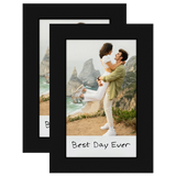 Two black Instax frames stacked, each holding an instant photo captioned Best Day Ever 