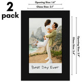 Two pack card: black Instax frame, 2.1 by 3.4 inch glass, 1.6 by 2.9 inch opening 