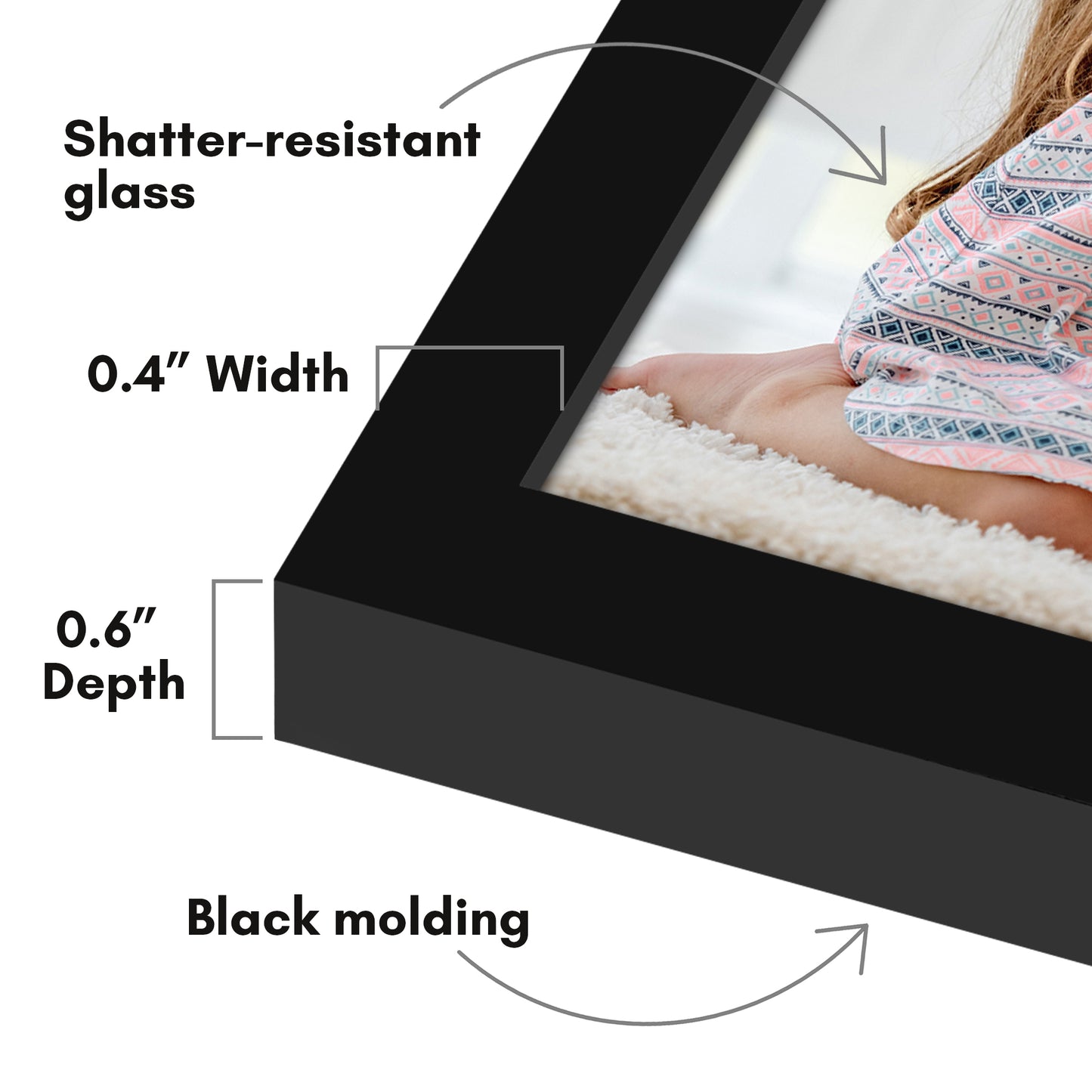 Wall Picture Frame | Contemporary Style | Protective Glass | Easy Mount Display
