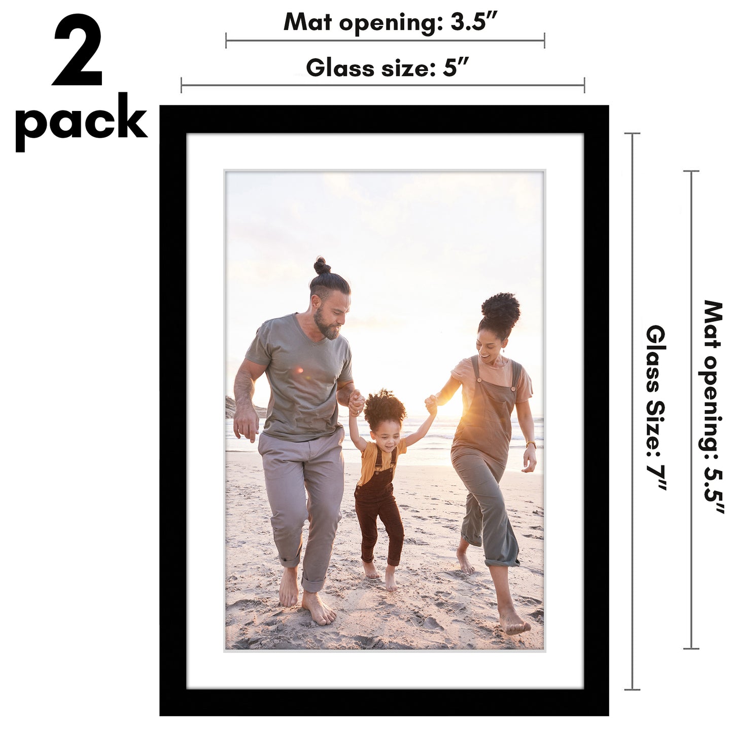 Picture Frame 2 Pack | With Mat | Modern Style | Shatter-Resistant Glass Display