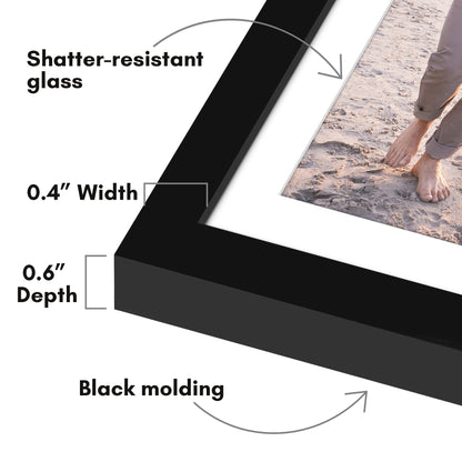 Picture Frame 2 Pack | With Mat | Modern Style | Shatter-Resistant Glass Display