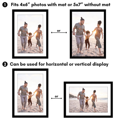 Picture Frame 2 Pack | With Mat | Modern Style | Shatter-Resistant Glass Display