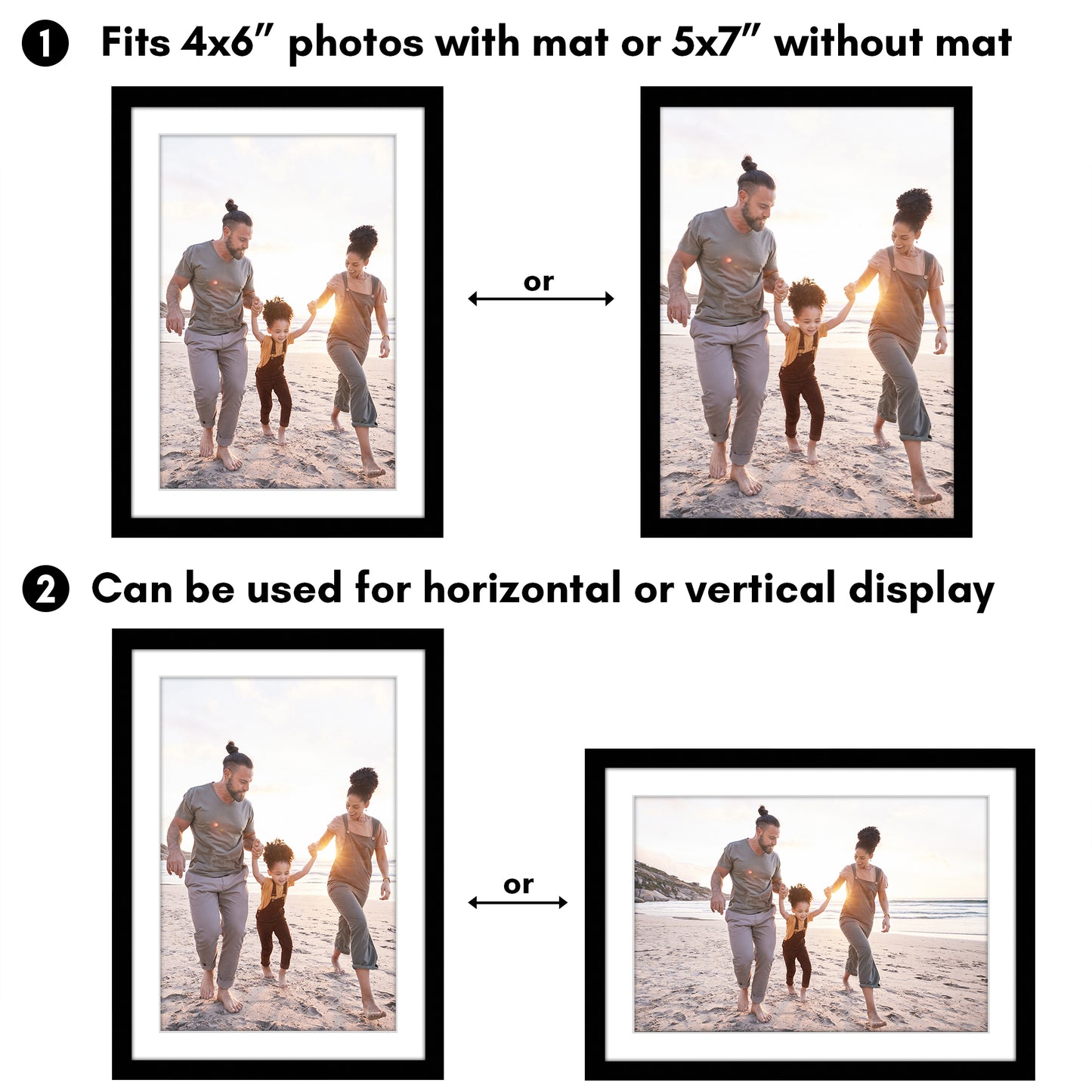Picture Frame with Mat | Modern Style | Shatter-Resistant Glass | Wall Display