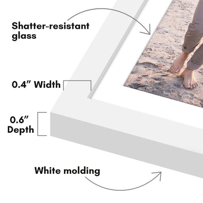 Picture Frame with Mat | Modern Style | Shatter-Resistant Glass | Wall Display