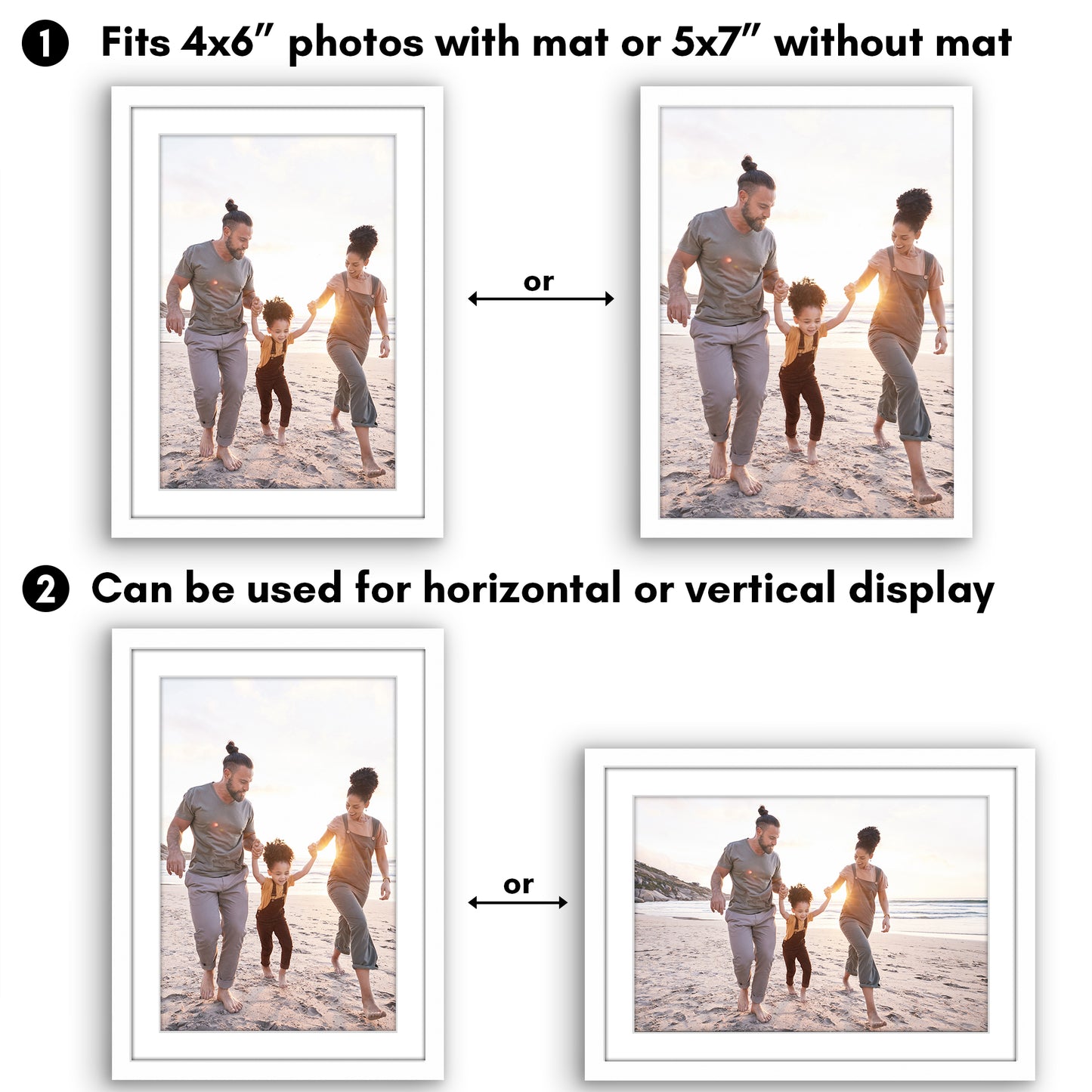 Picture Frame with Mat | Modern Style | Shatter-Resistant Glass | Wall Display