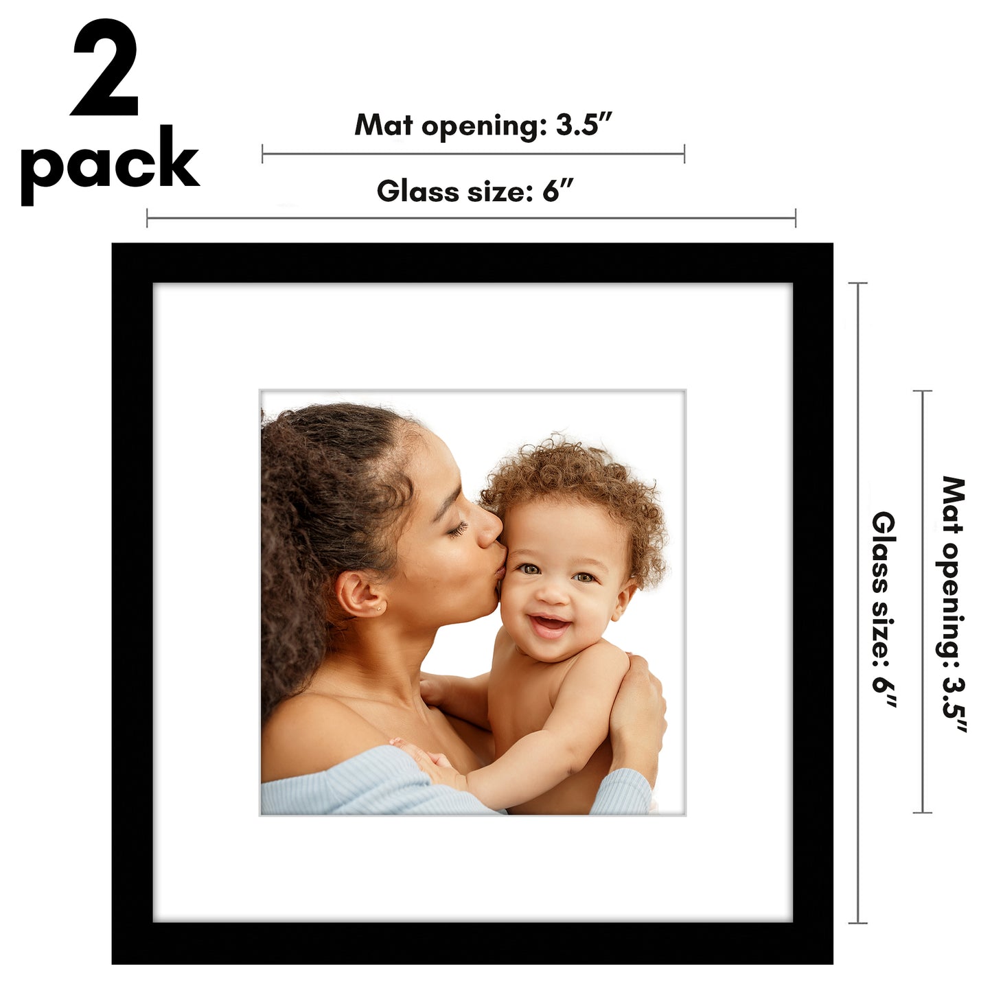Picture Frame 2 Pack | With Mat | Modern Style | Shatter-Resistant Glass Display