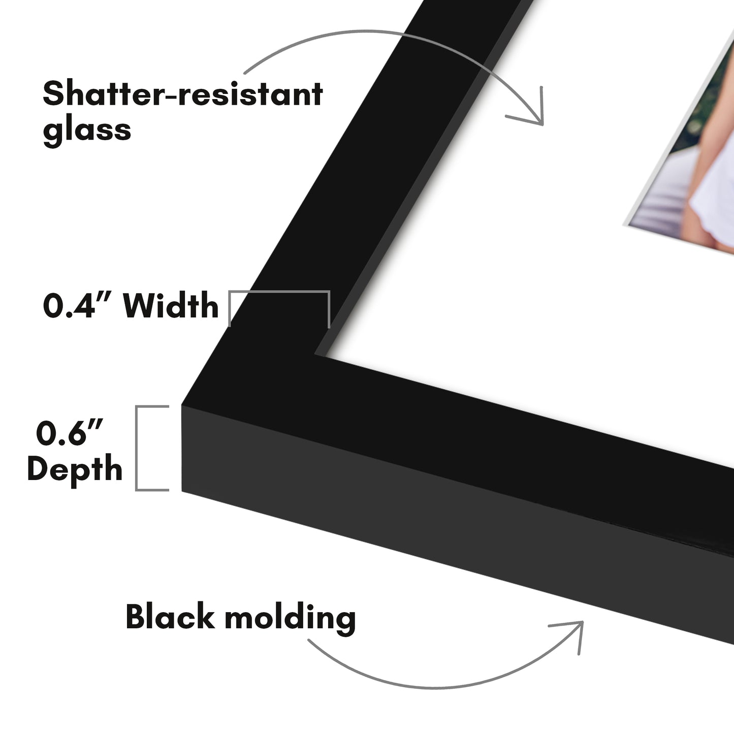 Picture Frame with Mat | Modern Style | Shatter-Resistant Glass | Wall Display