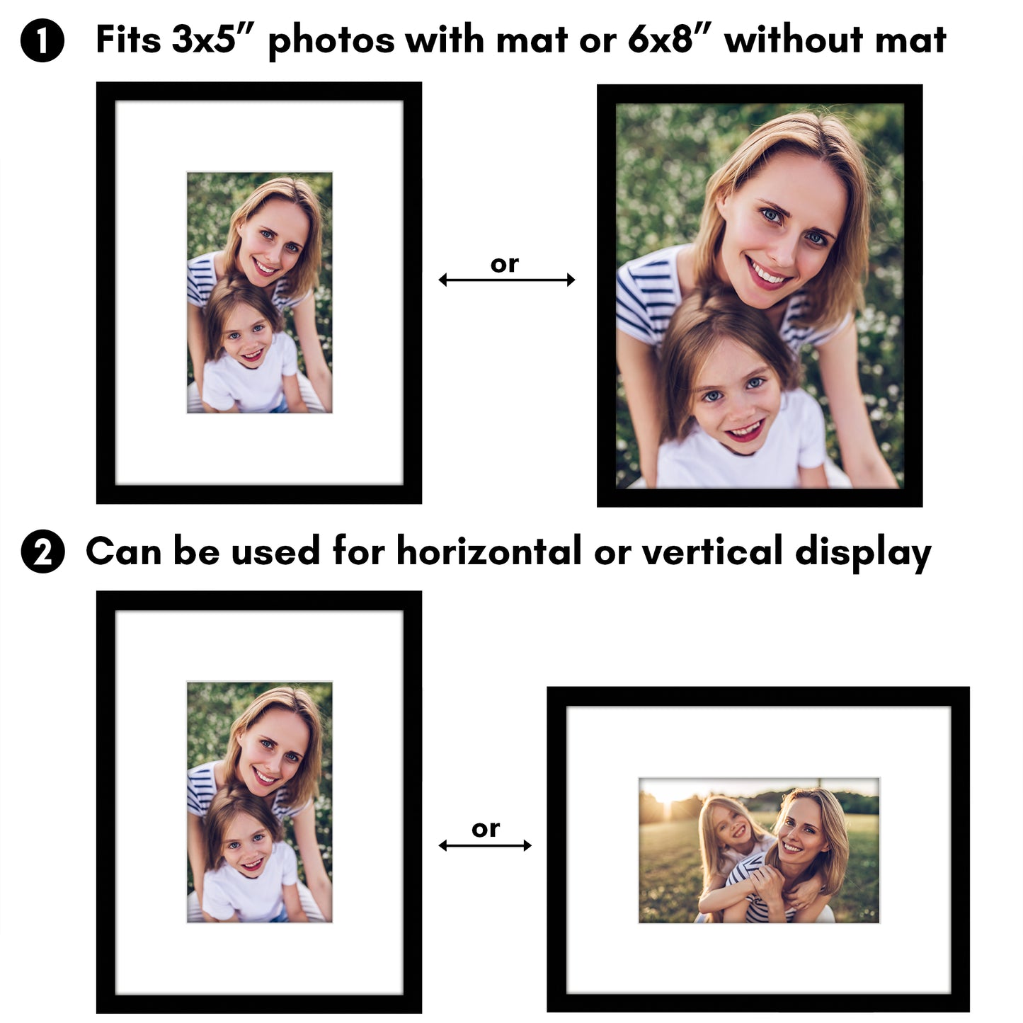 Picture Frame with Mat | Modern Style | Shatter-Resistant Glass | Wall Display