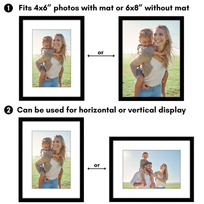 Picture Frame 2 Pack | With Mat | Modern Style | Shatter-Resistant Glass Display