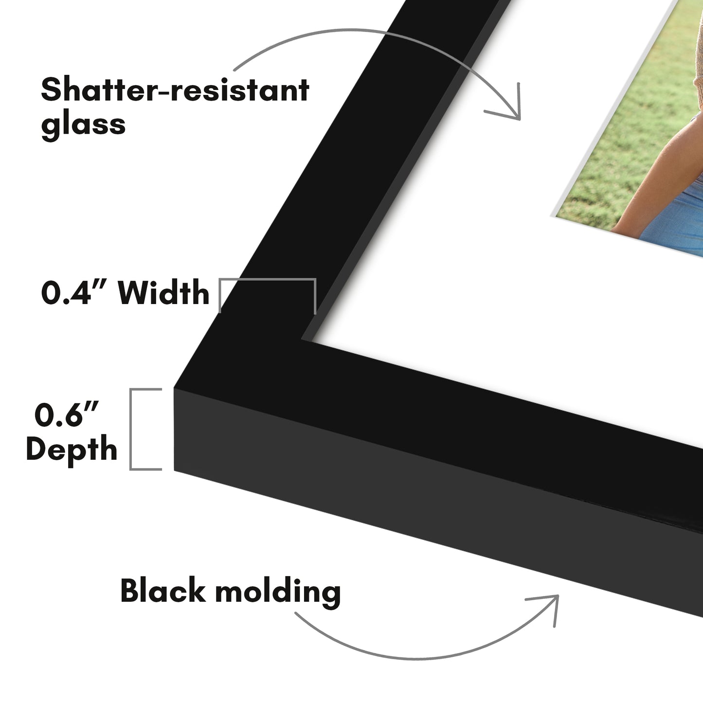 Picture Frame with Mat | Modern Style | Shatter-Resistant Glass | Wall Display